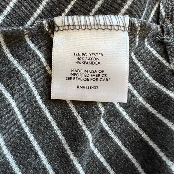 Modcloth Gray White Stripe Weekend Plans Skater Dress Ribbed Stretch Size L - Picture 4 of 15